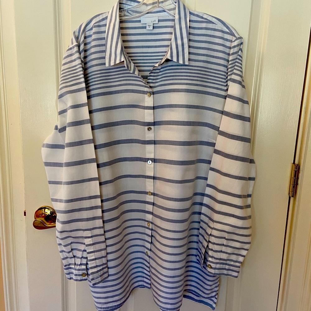 J Jill Button Down Striped Tunic